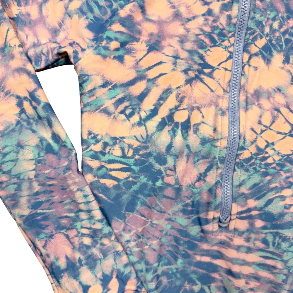 Crewcuts J. Crew Girl's 8 Tie Dye Long Sleeve One Piece Rash Guard UPF 50+ Blue - Picture 3 of 7